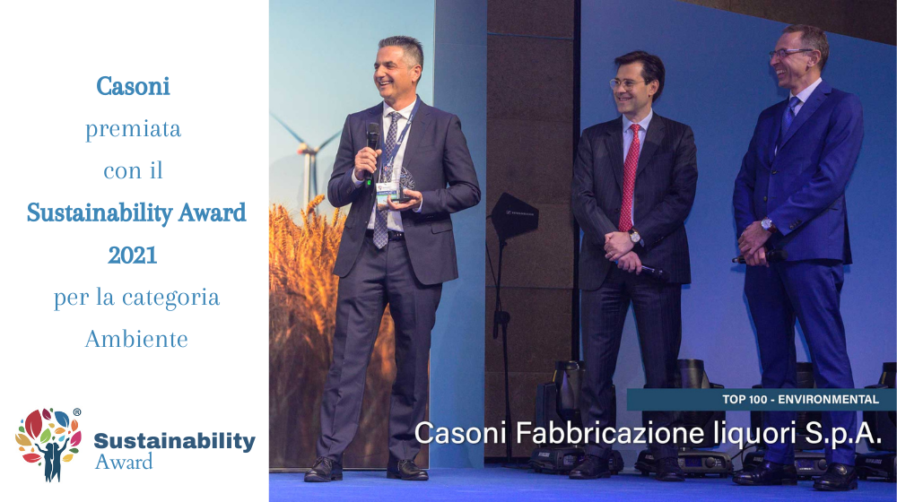 Casoni Fabbricazione Liquori premiata con il Sustainability Award 2021 per la categoria Ambiente